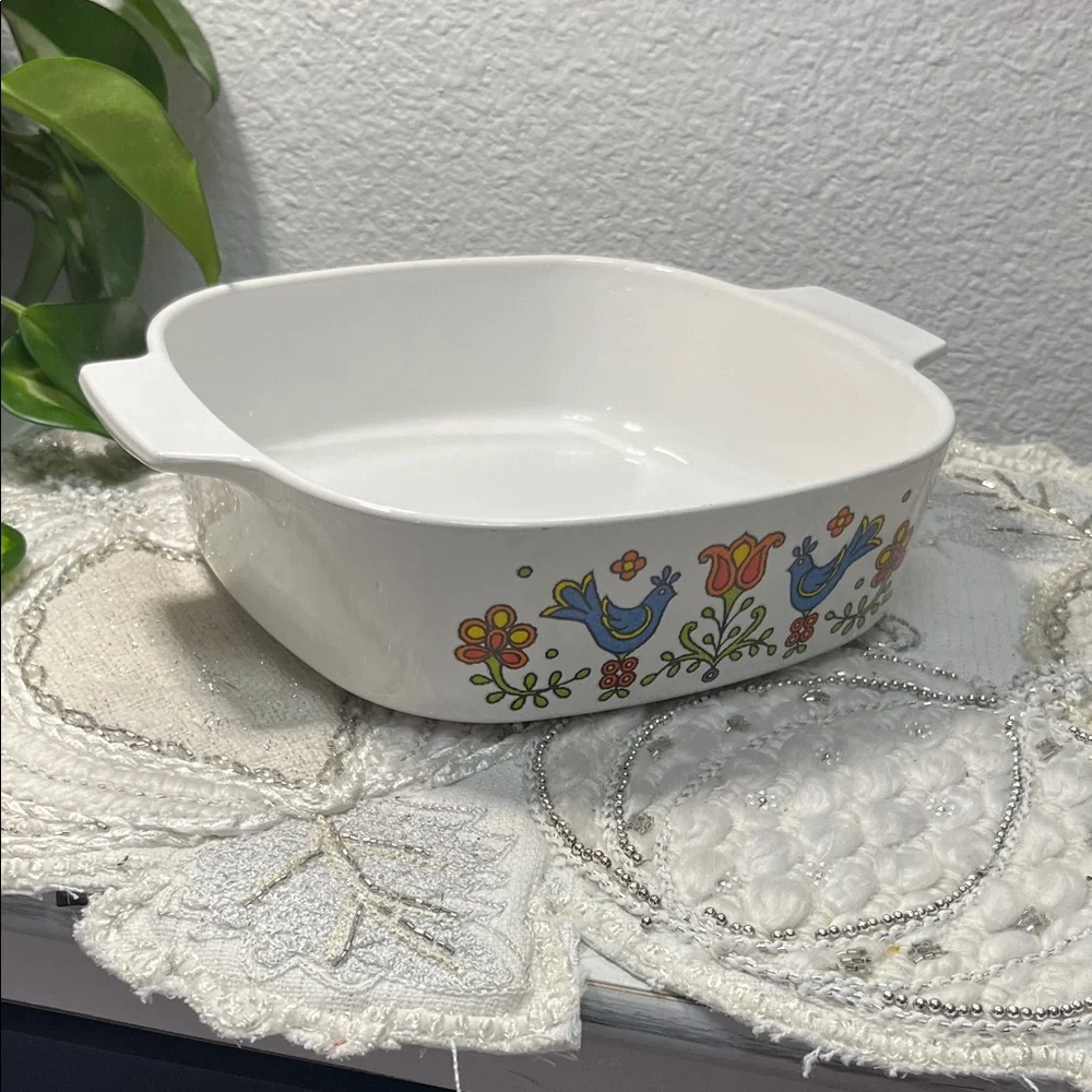 Vintage Corningware Bluebird Country Festival Casserole Dish A-2-B